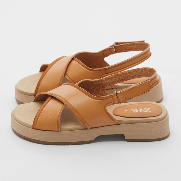 New Zara Crossed Strap Vegan Sandals